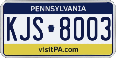 PA license plate KJS8003