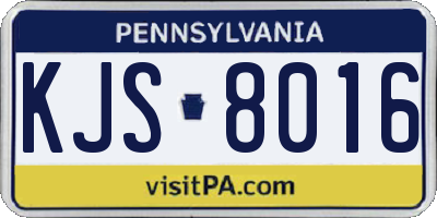 PA license plate KJS8016