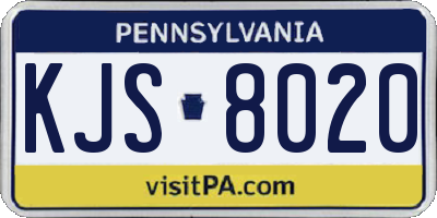 PA license plate KJS8020
