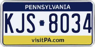 PA license plate KJS8034