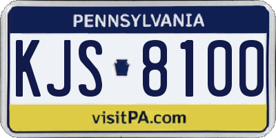 PA license plate KJS8100