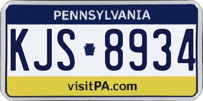 PA license plate KJS8934