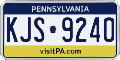 PA license plate KJS9240