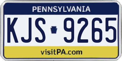 PA license plate KJS9265