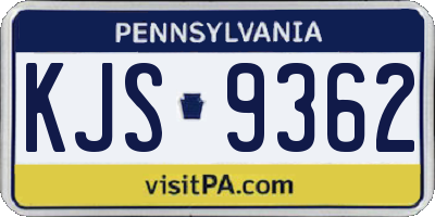 PA license plate KJS9362