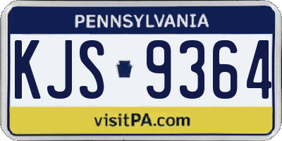 PA license plate KJS9364