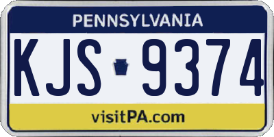 PA license plate KJS9374