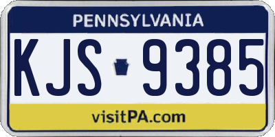 PA license plate KJS9385