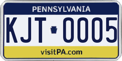 PA license plate KJT0005
