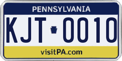 PA license plate KJT0010