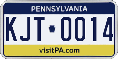 PA license plate KJT0014
