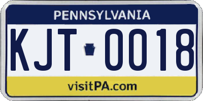PA license plate KJT0018