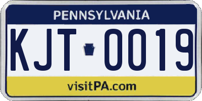 PA license plate KJT0019