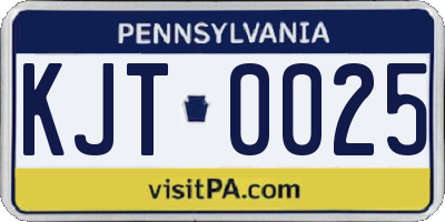 PA license plate KJT0025