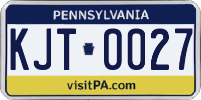 PA license plate KJT0027