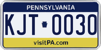PA license plate KJT0030