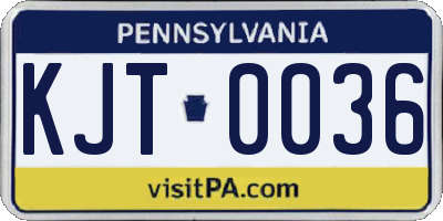 PA license plate KJT0036