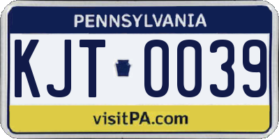 PA license plate KJT0039