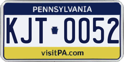PA license plate KJT0052
