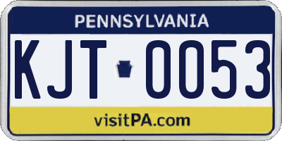 PA license plate KJT0053