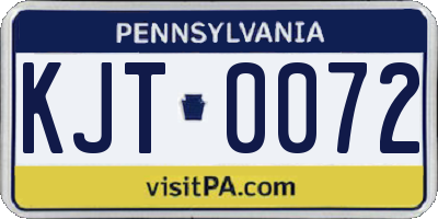PA license plate KJT0072