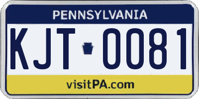 PA license plate KJT0081