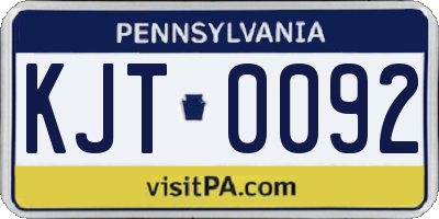 PA license plate KJT0092