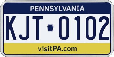 PA license plate KJT0102