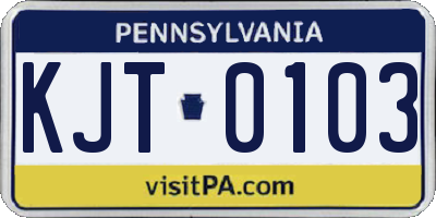 PA license plate KJT0103