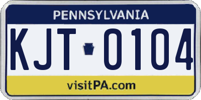 PA license plate KJT0104