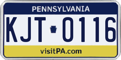 PA license plate KJT0116
