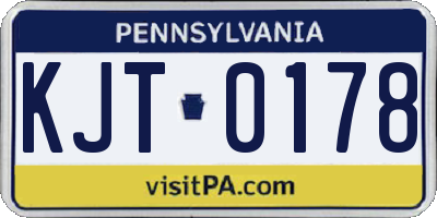 PA license plate KJT0178
