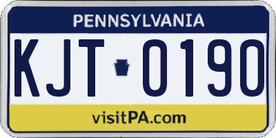 PA license plate KJT0190