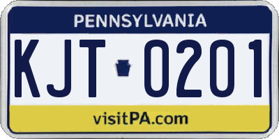 PA license plate KJT0201