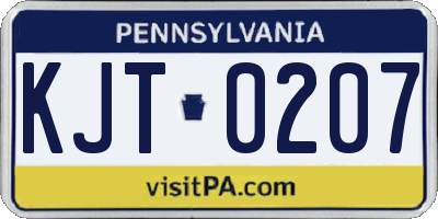 PA license plate KJT0207