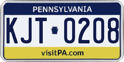 PA license plate KJT0208
