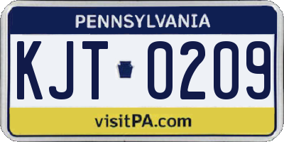 PA license plate KJT0209