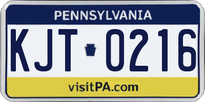 PA license plate KJT0216