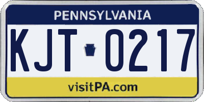 PA license plate KJT0217