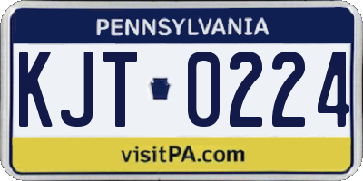 PA license plate KJT0224
