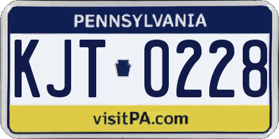 PA license plate KJT0228