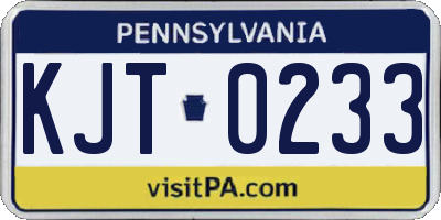 PA license plate KJT0233