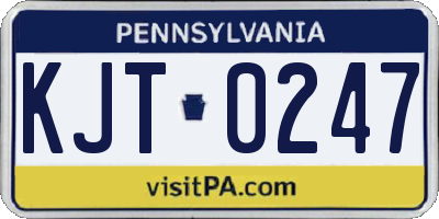 PA license plate KJT0247