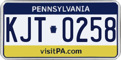 PA license plate KJT0258