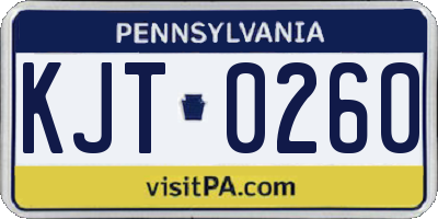 PA license plate KJT0260