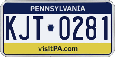 PA license plate KJT0281