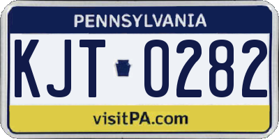 PA license plate KJT0282