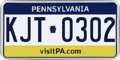 PA license plate KJT0302