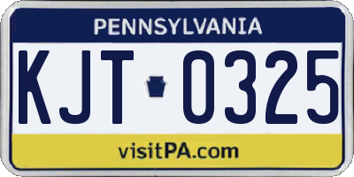 PA license plate KJT0325