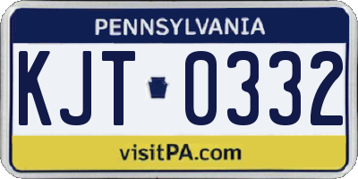 PA license plate KJT0332